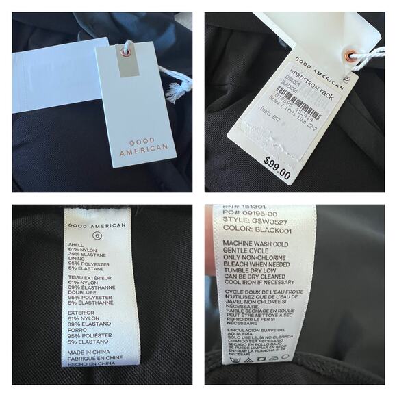 GOOD AMERICAN Always Ruched One Piece Black Classic Swimsuit Size 3XL - Picture 7 of 9